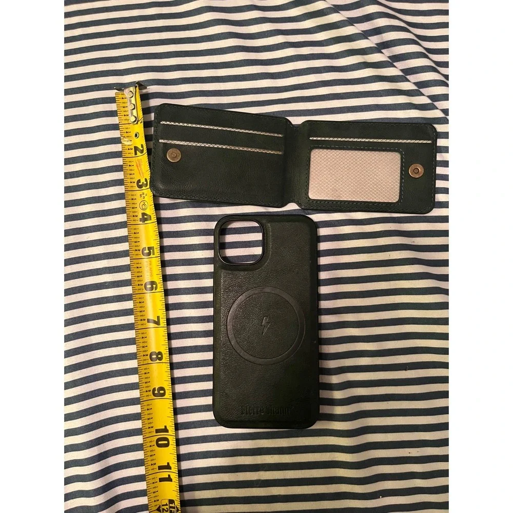 Pierre Shann iPhone 13 Case Leather Magnetic Wallet Green iPhone 13 Case